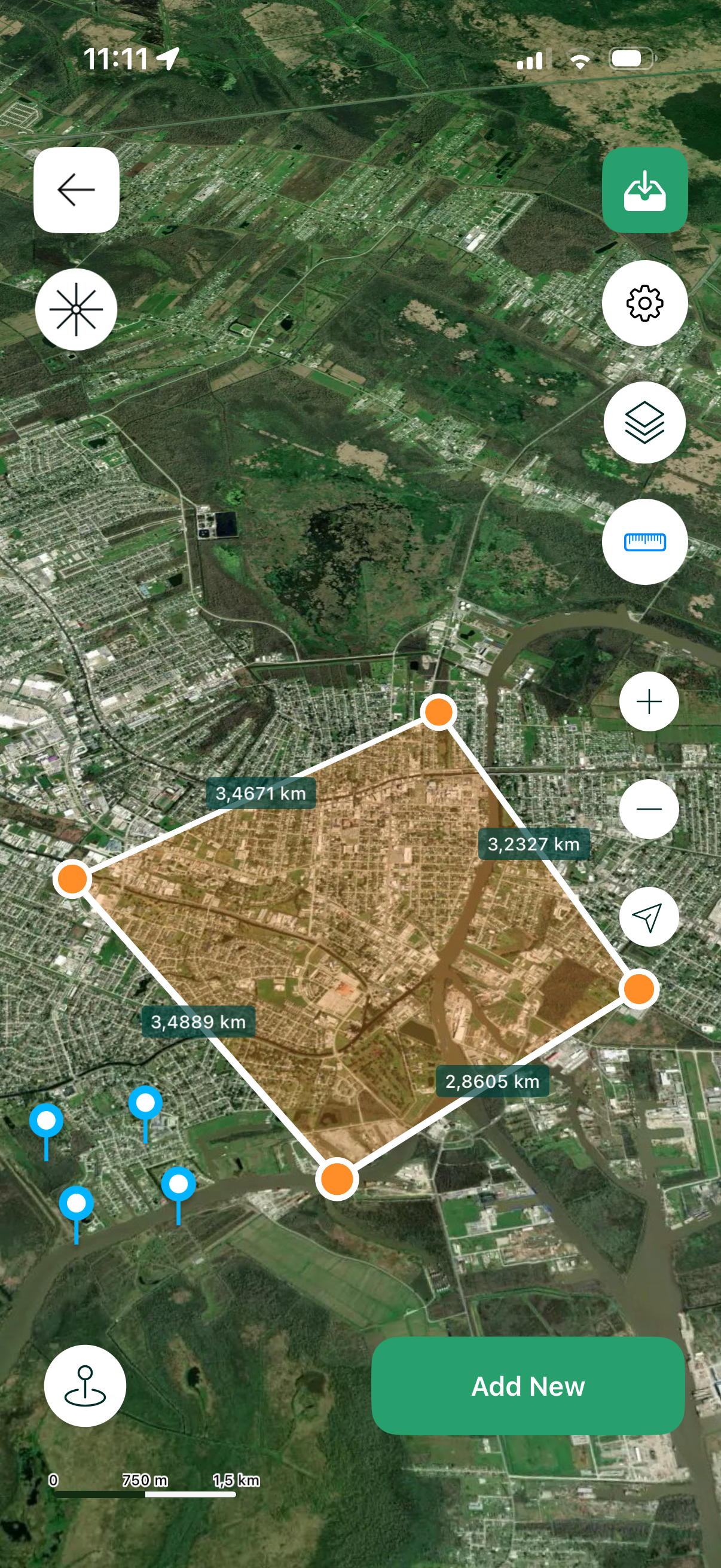 GPS measurement on map view